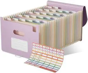 EcoStash Accordion File Organizer, 26 Pockets Wheat Straw Expanding File Folder, Monthly Bill Receipt Organizer, A-Z Tabs, 100% BPA Free, Return to Nature, Healthy Living-Lavender Purple