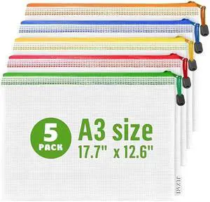 5 Pack A3 Mesh Zipper Pouch - Plastic Organizing Pouches 17.7x12.6 in - Board Game Storage - Puzzle Organizer - Large Mesh Pouch With Zipper for Puzzles and Games