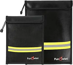 Fireproof Waterproof Money Document Bag - 2 Pack Safe Upgraded Zipper Bags, Fire & Water Resistant Storage Organizer Pouch for A4 A5 Documents Holder,File,Cash,Jewelry,Passport,Tablet,Laptop (Black)