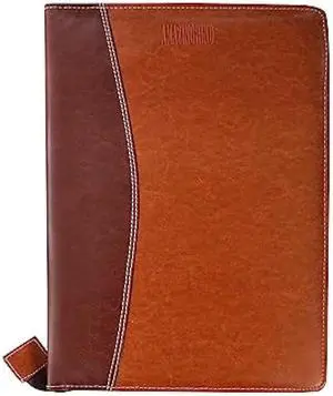 AmazingHind Premium Faux Leather File Folder with 20 Clear Sleeves - B4 Size, Mix Brown - Organize and Protect Documents/Certificates, Ideal for Filing Products