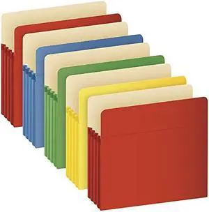 Globe-Weis Colored File Pockets, Letter Size, 3.5 Inch Expansion, Assorted Colors, 5 Pockets per Pack (1524E5 ASST)