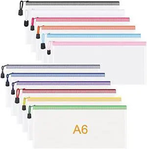 12Pcs Mesh Zipper Pouch JIANTA Mesh Zipper Pouch Bags, 12PCS A6 Pencil Pouch Bulk, Plastic Zipper Pouches for Organization, Zipper Bags for Toy, Game, Travel, School Office Supplies Storage, 12 Colors