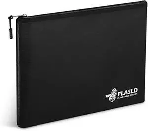FLASLD Fireproof Document & Money Bags, Large Fireproof & Water Resistant Bag, Fireproof Folder Safe Bag for Cash, Valuables & Passport, with Silicone Coating & Zipper Closure (Pouch-15x11)