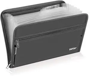ENGPOW Accordion File Organizer,Fireproof 13 Pockets Expanding File Folder,Document Organizer Folder with ZipperLabels,Portable Home Travel Safe Storage for Letter A4 Files and More,Gray
