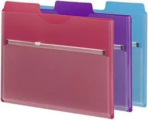 Smead Project Organizer with Zip Pouch, 1/3- Cut Tab, Letter Size, Assorted Colors, 3 per Pack (89617)