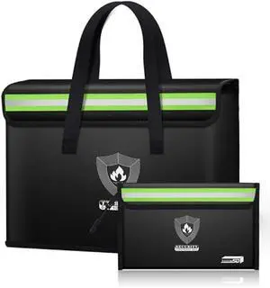 NAIBAOSD Fireproof Document & Money Bags, Large Fireproof Safe Bag Box (15.4 x 11.8x 5.2 inches) with Reflective Strip, Fireproof Document Box for Tablet,Valuables,Cash,Jewelry,Documents