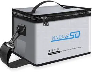 Fireproof Explosionproof Lipo Safe Bag for Lipo Battery Storage and Charging, Large Capacity Fire and Water Resistant Lipo Battery Guard with Double Metal Zipper (11 x 8 x 6 in)