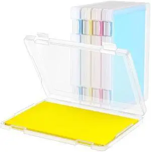 Bluedale 4 Pack A4 File Box Paper Organizers Holder, Transparent Document Paper Project Case, Plastic Paper Storage Container Box File Protector for Magazine, Scrapbook, Office School Supplies