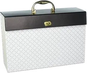 U Brands Modern Noir 19 Pocket Expanding File Folder, Office Supplies, Black and White, Brass Hardware, FSC Certified