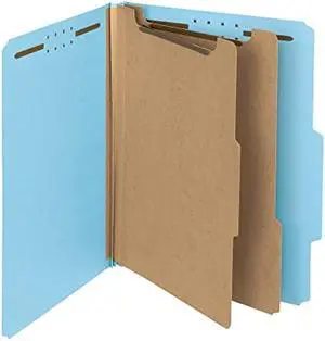 Smead 100 Percent Recycled Classification Folders - Letter, 2 Dividers, Blue, 10 Per Box (14021)