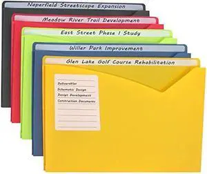 C-Line Write-On Polypropylene File Jackets, Assorted Colors, 8-1/2 x 11 Inches, 25 per Box (63060)
