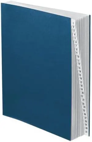 Pendaflex Expanding Desk File, Acrylic Coated, Daily Tabs, Letter Size, Navy, 1-31 Indexing, 30 Dividers, Durable and Moisture-Resistant, 11-3/4 x 10, Each