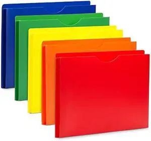Blue Summit Supplies Poly File Jackets, Letter Size, Straight Cut Tab, Expandable File Jackets with 1? Expanding Pocket, Colored Plastic, Assorted Colors, 20 Pack