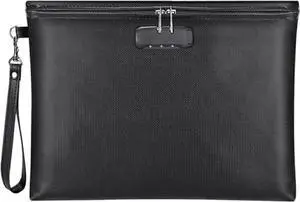 Fireproof Document Bag with Lock, ZOOPIP 14.3x10.2 Fireproof Money Bag with Zipper Closure, Storage Pouch for A4 Letter Size Document, Cash, Cell Phone, Tablet, Credit Card,Passport