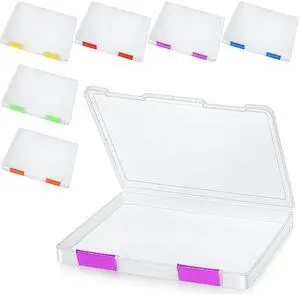 PerKoop 6 Pcs Clear A4 File Box Document Plastic Storage Box Paper Plastic Case Board Game Storage Containers Magazine Protector File Holder with Buckle (Colorful,12.4 x 9.84 x 1.18 Inches)