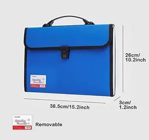 Legal Size/Foolscap 13 Pockets Accordion File Organizer with Handle, TRANBO Portable Expanding File Folder, Extra Large Expandable Plastic Document Organizer for Travel School Office (Blue)