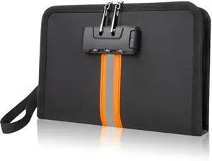 XIAODUN Fireproof Money Bag,Money Bag with Lock and Zipper,Safe Fireproof Waterproof,Suitable for Cash, Mobile Phones, Keys, Credit Cards,8×1.1×5.7 Inches