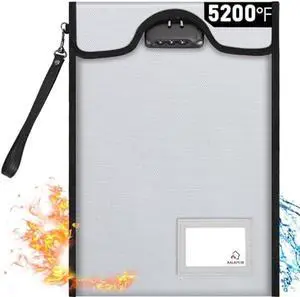 Fireproof Document Bag with Lock (5200), 15x 11Fireproof Money Bag, Waterproof Zipper Pouch for A4 A5 Legal Letter Size Document, Tablet, Valuables, Jewelry, Cash and Passport