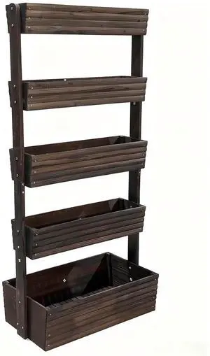 Wooden Garden Box Set - 3pc Elevated Plant Stand, Tiered Outdoor Planter with Drainage, Natural Fir Wood