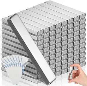 80 Pack Neodymium Rare Earth Bar Magnet Heavy Duty Rectangular Thin Bar Magnet Strip , 60 x 10 x 3 mm
