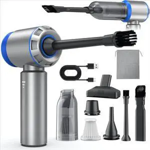 Electric air Duster - 2 in 1 210000RPM Brushless Air Duster & 9000mAh Battery Air Blower Wireless Handheld Vacuum (Blue)