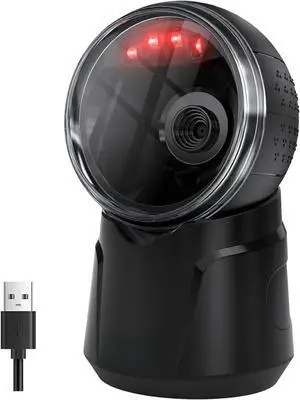 Barcode Scanner Desktop Omnidirectional: 1D 2D QR Hands Free USB Wired Bar Code Reader Adjustable Scan Head Plug and Play for POS Supermarket