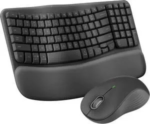 FOR-Wave Keys MK670 Combo Ergonomic Wireless Keyboard and Mouse Bundle for Windows/Mac with Integrated Palm-Rest - Graphite