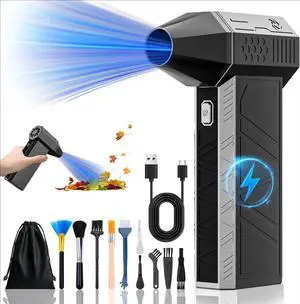 Electric Air Duster - 130000RPM Compressed Air Duster3 Gear Adjustable Jet Dry Blower can Reusable Can (Black)