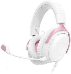 Wired Gaming Headset, Angled 53mm Drivers, Durable Frame, Ultra-Clear 10mm Mic, USB-C, USB-A, 3.5mm  Pink