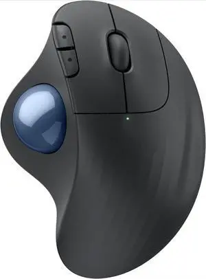 Wireless Trackball Mouse, Wireless Ergonomic Mouse with Bluetooth and Encrypted Dongle, Comfortable Thumb Control, for PC/Mac - Graphite Blue Ball