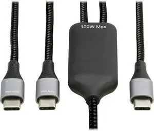 Dual USB-C Multi-Charging Cable/Splitter, 6 Foot / 1.8 Meter Length, 100W PD Charging (U420P-2X6-100W)