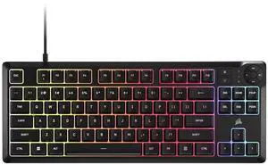 Gaming Keyboard  Tenkeyless, 8-Zone RGB, Quiet Membrane Keys, Spill Resistant, Media Keys, 1000Hz Polling - Black