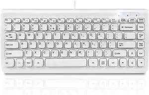 PERIBOARD-407W US, Wired USB Mini Keyboard with 11 Hot Keys - Glossy White - US English Layout