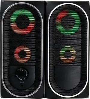 2.0 Computer Gaming Speakers with LED RGB Lights, Black