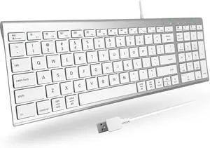 Wired Keyboard, Compatible Apple Keyboard with Numeric Keypad - Slim, Space-Saving Design