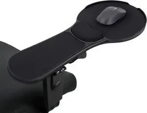 Ergonomic Arm Rest Mouse Pad for ChairAdjustable Mouse Tray with Wrist Cushion, Chair arm Mousepad, Black