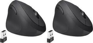 Perimice-719L, Left Handed Wireless Vertical Mouse, Portable Size for Laptops Computer, 3 Level DPI (Pack of 2)