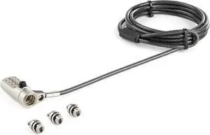 6.6ft (2m) 3-in-1 Universal Laptop Cable Lock - 4-Digit Combination Laptop/Desktop Security Cable Lock Compatible