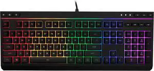 Membrane Gaming Keyboard, Comfortable Quiet Silent Keys with RGB LED Lighting Effects, Spill Resistant  Black