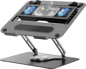 Laptop Cooling Stand with Detachable Thermoelectric Cooler, Adjustable Height & Angle, 360 Rotation Base,(Black)