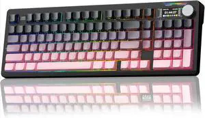 Mechanical Keyboard Wireless, with Screen & Knob,RGB Gaming Keyboard, Gasket Mount Hot-Swappable Linear Switches Gamer Keyboards for PC/Mac/Linux/Android