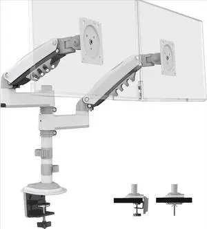 Dual Monitor Desk Mount Stand Full Motion Swivel Computer Monitor Arm Fits 2 Screens up to 27'' with Load Capacity 4.4~19.8lbs for Each Monitor H180-W