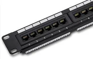 24-Port Cat6 Unshielded Patch Panel, Wallmount or Rackmount, Compatible with Cat3,4,5,5e,6 Cabling, for Ethernet, Black, TC-P24C6 (Pack of 1)