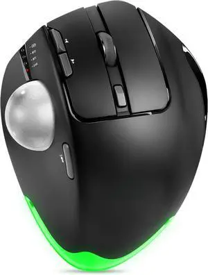 Wireless Trackball Mouse, Ergonomic Rollerball Mouse Thumb Control Mice, Rechargeable Optical Mouse for 3 Devices(Black)