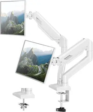 Dual Monitor Arm Desk Mount Fits 13 to 32 inch Computer Screens, Holds 4.4 to 22lbs Display VESA Mount, 75/100mm Bracket, White, Freelift