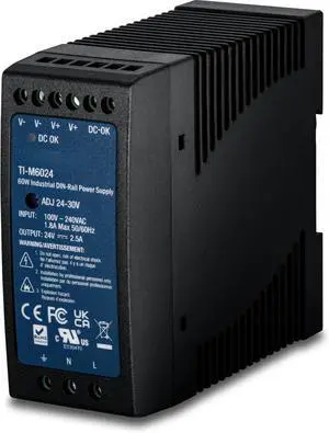 60W, 24V DC, 2.5A AC to DC DIN-Rail Power Supply, Universal AC Input, Extreme -20 to 70 °C (-4 to 158 °F) Operating Temp., TI-M6024