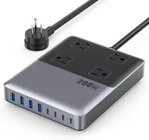 12-in-1 Charging Station USB-C Power Strip with 5ft Cord and Plug, iPhone 16/15/14, Desktop Charger for Office, Home