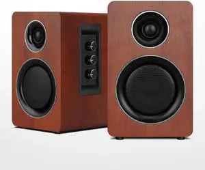 Computer Speakers for Desktop PC, Supports Bluetooth 5.3, USB-C, AUX/RCA Input for Record Player TV - Brown Stereo Set