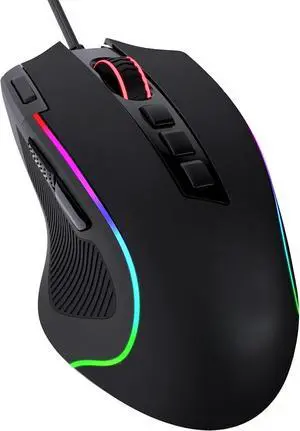 M612 Predator RGB Gaming Mouse, 8000 DPI Wired Optical Mouse with 11 Programmable Buttons & 5 Backlit Modes, Software Supports DIY Keybinds Rapid Fire Button