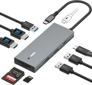 USB C Docking Station Dual Monitor with 2 HDMI, 9-in-1 Laptop Docking Station with 4K@60Hz HDMI, USB A&C 3.0, SD/Micro SD, 100W PD, USB C Dock Compatible with /Dell XPS/HP/Mac/Surface etc